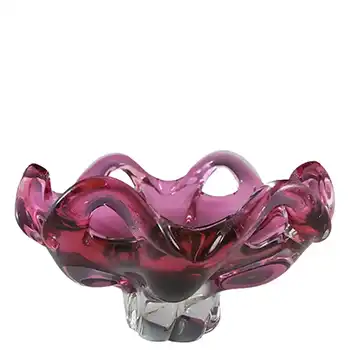 (image for) Chřibská #422/4/18 Czech Pink & Clear Glass Bowl