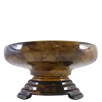 (image for) Davidson #21 Art Deco Amber Cloud Glass Flower Bowl Set