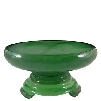 (image for) Davidson #21 Large Art Deco Green Cloud Glass Bowl