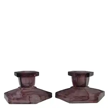(image for) Davidson #283/S British Art Deco Purple Cloud Glass Candlesticks
