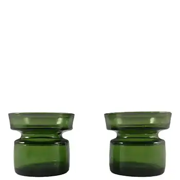 (image for) Dansk Pair of Scandinavian Green Glass Candle Holders - Marked