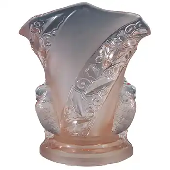 (image for) Brockwitz Art Deco Pink Glass 'Parakeet' Bird Vase