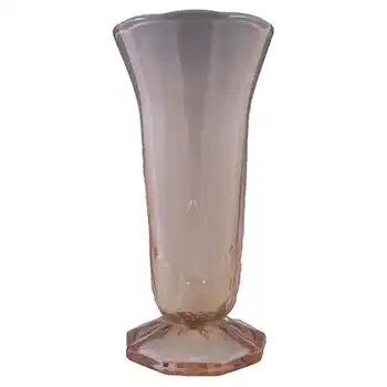 (image for) Jobling #11400 or Sowerby Pink Art Deco Glass Bird + Panel Vase