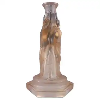 (image for) Walther & Söhne Art Deco Glass Three Graces Candlestick