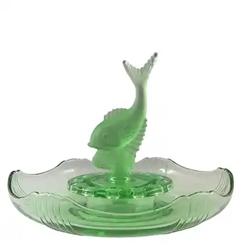(image for) Josef Inwald Art Deco Green Glass Fish Centrepiece Set