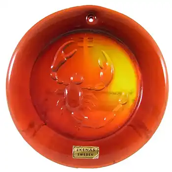 (image for) Ekenas Swedish Orange Glass Zodiac 'Scorpio' Suncatcher