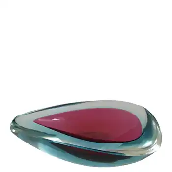 (image for) Murano Geode Purple & Turquoise Sommerso Glass Triangle Bowl