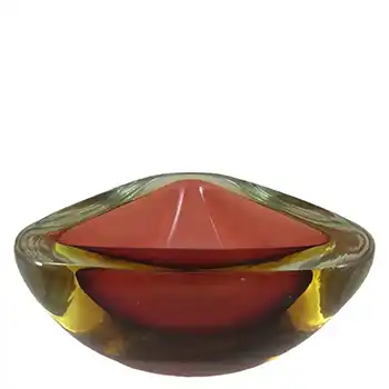 (image for) Murano Geode Brown & Amber Sommerso Glass Triangle Bowl