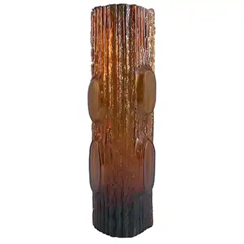 (image for) Japanese "My Lady" Bark Textured Amber Glass Vase