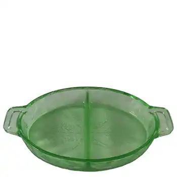 (image for) Jeannette Poinsettia Floral Green Depression Glass Dish