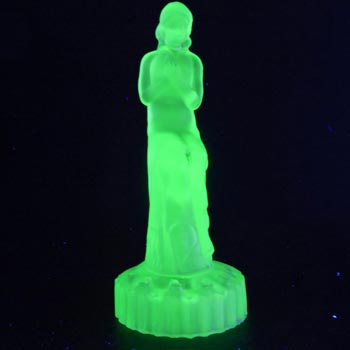 (image for) Ankerglas Bernsdorf Art Deco Uranium Green Glass Nude Lady Figurine