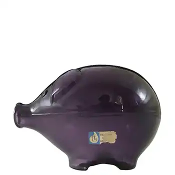 (image for) Lindshammar Swedish Purple Glass Piggy Bank by Gunnar Ander
