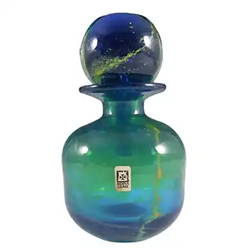 (image for) Mdina 'Blue Summer' Maltese Glass Decorative Bottle - Signed