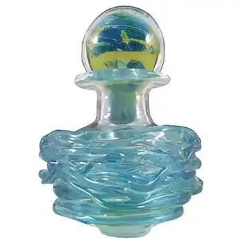 (image for) Mdina 'Blue Summer' Maltese Glass Decorative Bottle - Signed