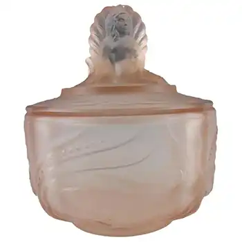 (image for) Walther & Söhne Art Deco Pink Glass 'Nymphen' Trinket Bowl Large