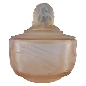 (image for) Walther & Söhne Art Deco Pink Glass 'Nymphen' Trinket Bowl Small