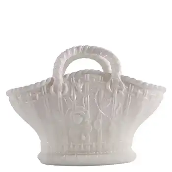 (image for) Antique 1890's Victorian White Milk Glass Basket Bowl