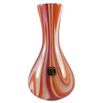 (image for) Carlo Moretti Marbled Red & White Murano Glass Vase