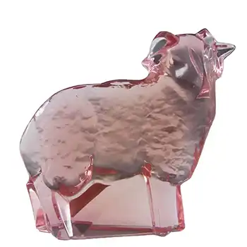 (image for) Moser Czech Pink Glass Lamb by Jaroslav Stursa - Marked