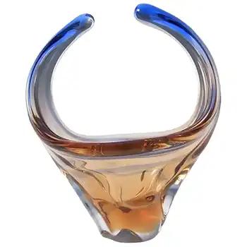 (image for) Mstisov/Moser Czech Amber & Blue Glass Organic Vase