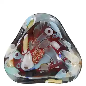 (image for) Murano Silver Leaf + Murrine Canes Red Glass Bowl