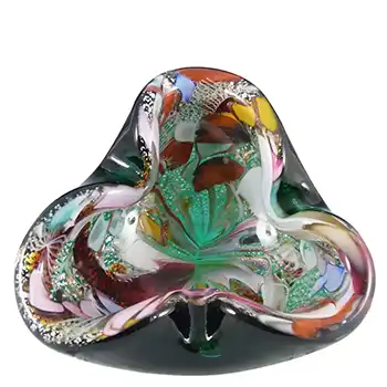 (image for) AVEM Murano Zanfirico Bizantino / Tutti Frutti Green Glass Bowl