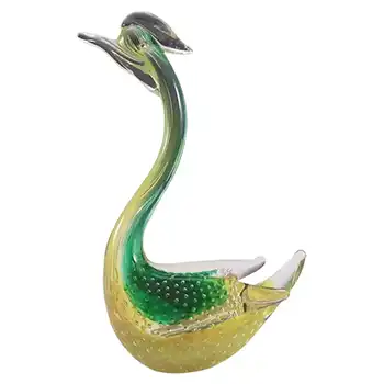 (image for) Murano Green + Yellow Glass Bubble Swan Sculpture