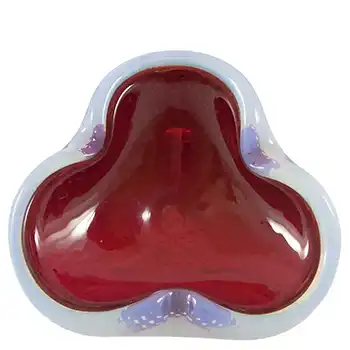 (image for) Ferro Italarts Murano Red & Opalescent Glass Bubble Bowl