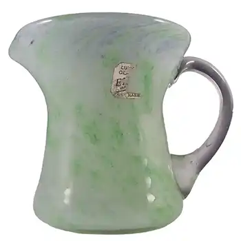 (image for) Nazeing/Elwell's Clouded Green Glass Creamer - Labelled