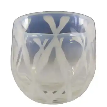 (image for) Opalescent White Glass Posy Bowl - Polished Pontil Mark