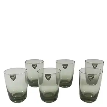 (image for) Orrefors Set of 6 Swedish Smoky Glass Tumblers - Labelled