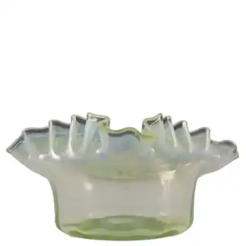 (image for) Victorian 1880's Opalescent Green Glass Antique Bowl