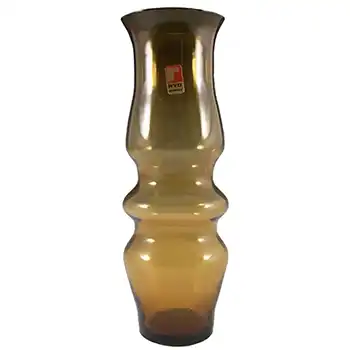 (image for) Ryd Swedish / Scandinavian Amber Glass Hooped Vase - Label