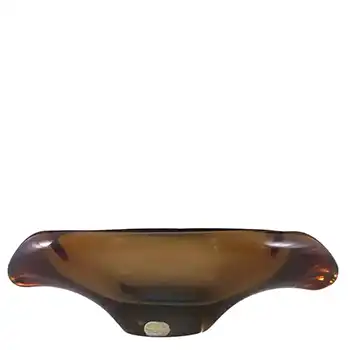 (image for) Skrdlovice #59106 Czech Brown Glass Sculpture Bowl by Jan Beránek