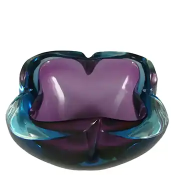 (image for) Murano Geode Purple & Blue Sommerso Glass Square Bowl