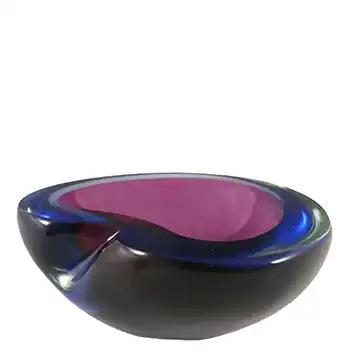(image for) Murano Geode Purple & Blue Sommerso Glass Kidney Bowl