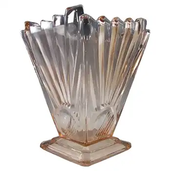 (image for) Sowerby Art Deco Pink Glass "Sunburst/Sunray" Vase - Marked