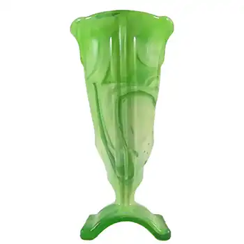 (image for) Stölzle Czech Art Deco or Victorian Green Slag Glass Vase