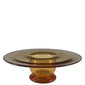 (image for) Stuart & Sons Stourbridge Amber Glass Posy Bowl - Marked