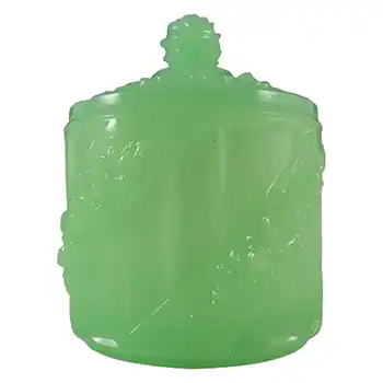 (image for) S. Reich Czech Art Deco Uranium Jade Green Glass Pot/Dish