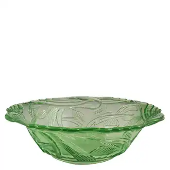 (image for) Art Deco 1930's Uranium Green Glass 'Heron' Bowl