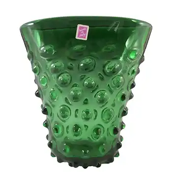 (image for) Empoli Verde Italian Green Glass Spikey Seed Vase - Label
