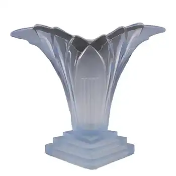(image for) Walther & Söhne 6.5" 1930's Art Deco Blue Glass 'Greta' Vase