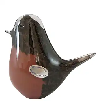 (image for) Wedgwood Red & Brown Glass Large Robin Bird Paperweight RSW71
