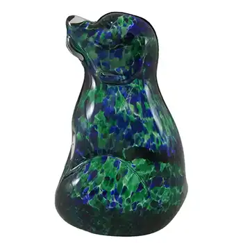 (image for) Wedgwood Blue + Green Glass Seated Dog / Puppy Paperweight SG420