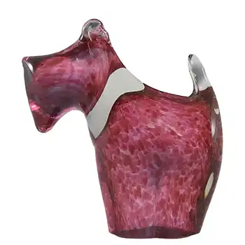 (image for) Wedgwood Speckled Pink Glass Scottie Dog / Terrier - Marked