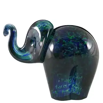 (image for) Wedgwood Speckled Blue + Green Glass Elephant Paperweight