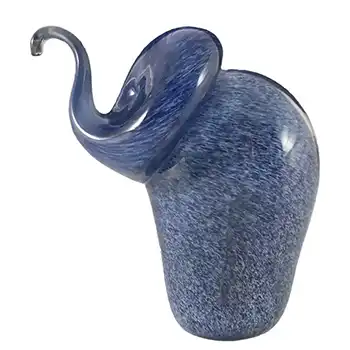 (image for) Wedgwood Speckled Blue + White Glass Elephant Paperweight