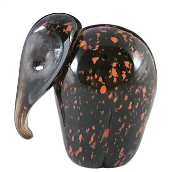 (image for) Wedgwood Orange + Black Glass Elephant Paperweight RSW409