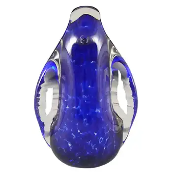 (image for) Wedgwood Speckled Blue Glass Penguin Paperweight RSW72